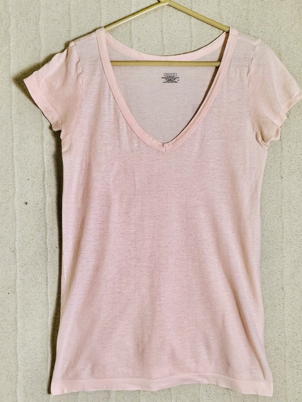 Athleta Organic Cotton Athletic Shirt Breathable baby tee Cut Petal Pink Sz S